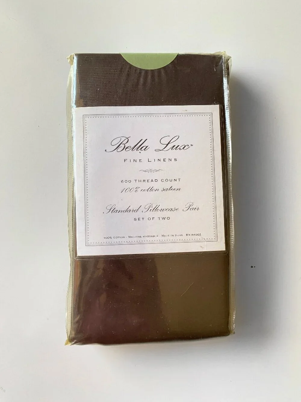 Bella Lux Standard Pillowcase Pair Brown 600 TC 100% Cotton Sateen Set of 2